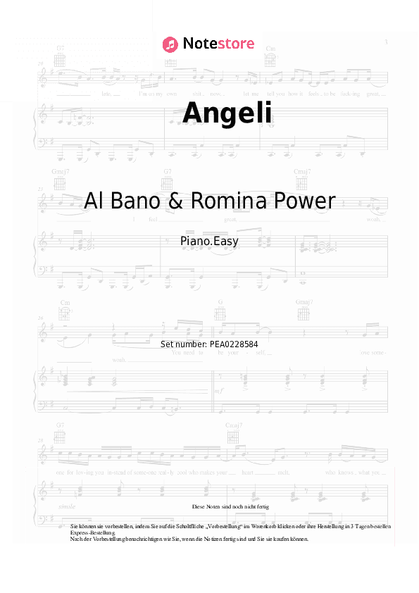 Einfache Noten Al Bano & Romina Power - Angeli - Klavier.Einfach
