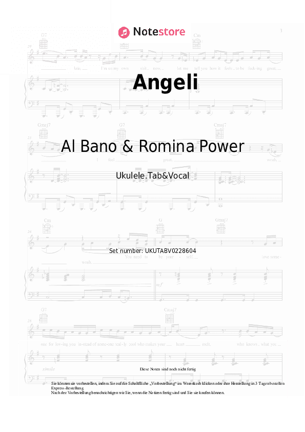 Noten Al Bano & Romina Power - Angeli - Ukulele.Tabs&Gesang