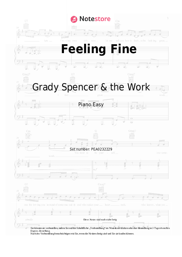 Einfache Noten Grady Spencer & the Work - Feeling Fine - Klavier.Einfach