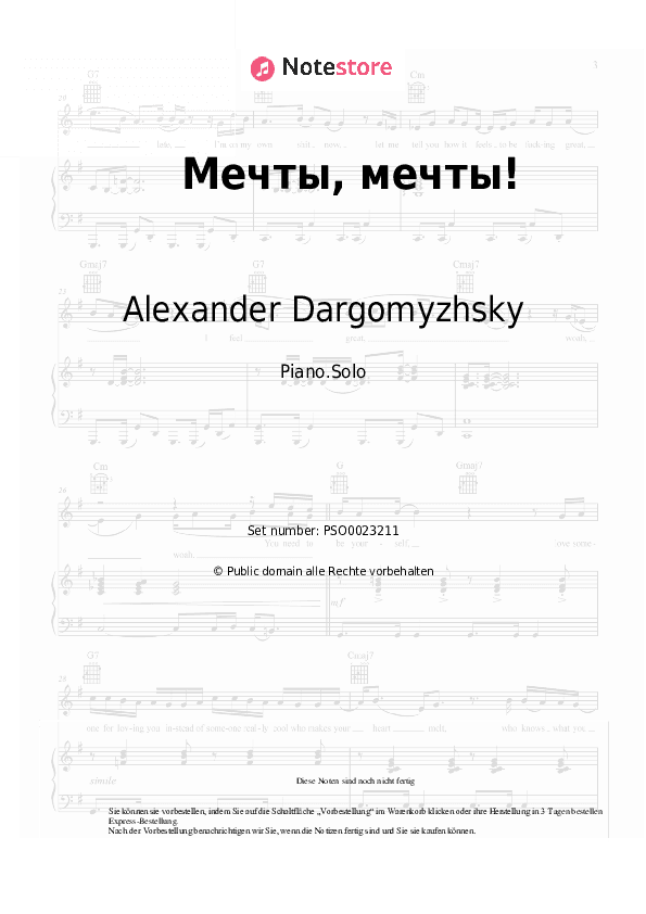 Noten Alexander Dargomyzhsky - Dreams, dreams! - Klavier.Solo