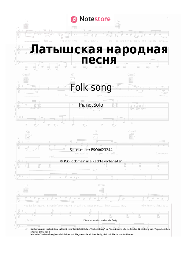 Noten Folk song - Latvian folk song - Klavier.Solo