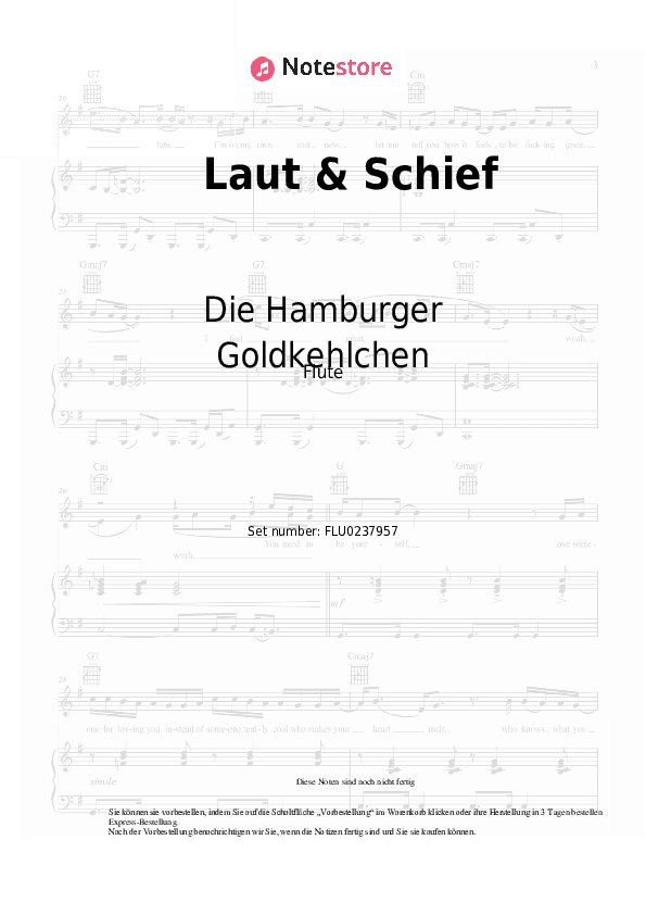 Noten Die Hamburger Goldkehlchen - Laut & Schief - Flöte