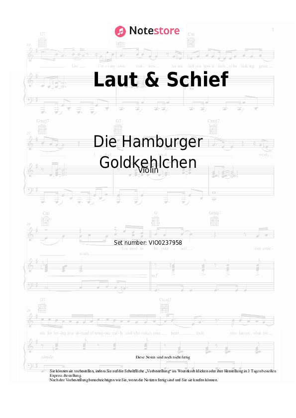 Noten Die Hamburger Goldkehlchen - Laut & Schief - Violine