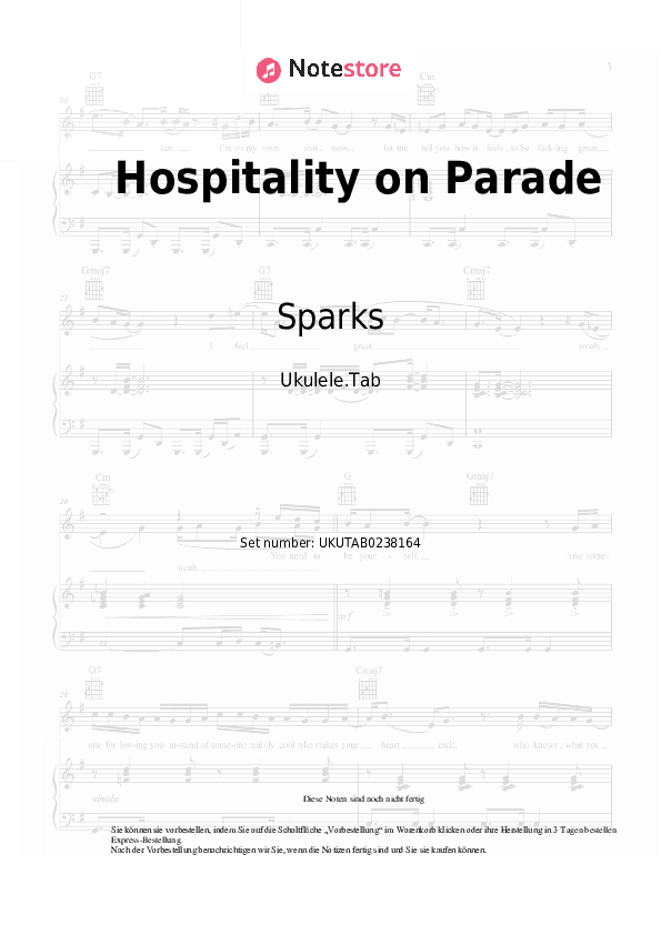 Noten Sparks - Hospitality on Parade - Ukulele.Tabs
