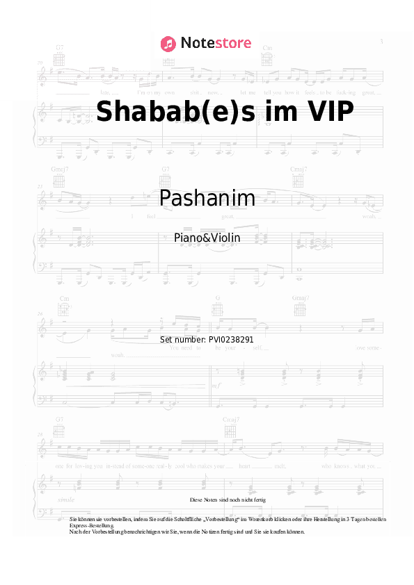 Noten Pashanim, Ceren - Shabab(e)s im VIP - Klavier&Geige