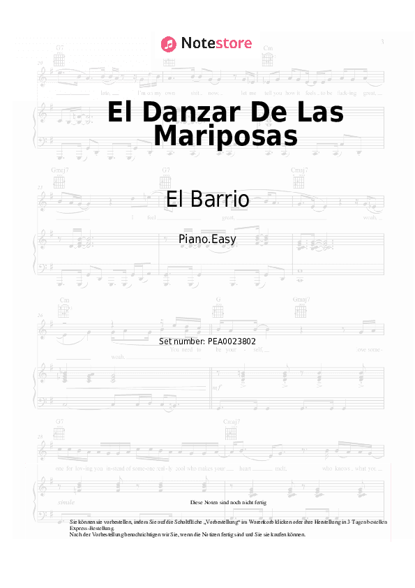 Einfache Noten El Barrio - El Danzar De Las Mariposas - Klavier.Einfach