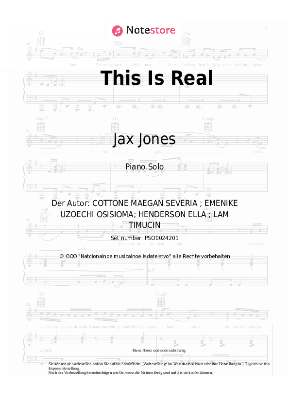 Noten Jax Jones, Ella Henderson - This Is Real - Klavier.Solo