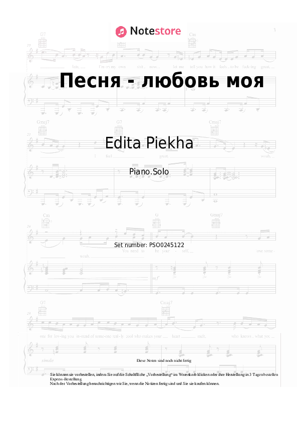 Noten Edita Piekha - Песня - любовь моя - Klavier.Solo