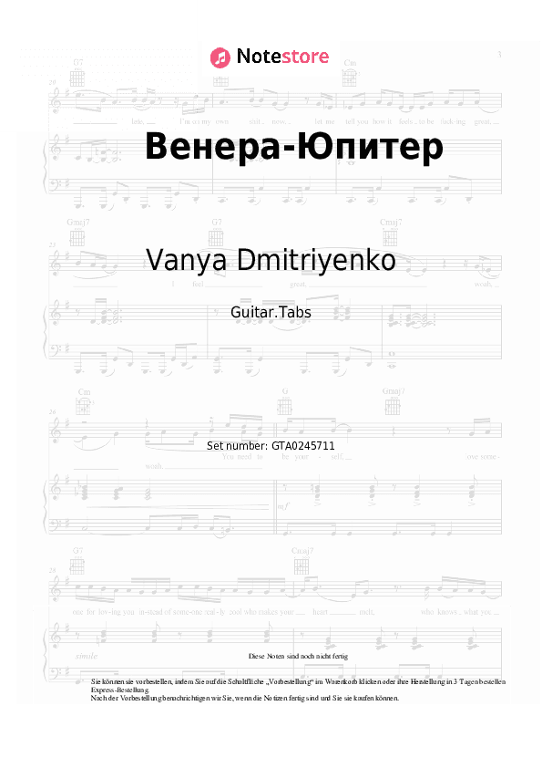 Tabs Vanya Dmitriyenko - Венера-Юпитер - Gitarre.Tabs