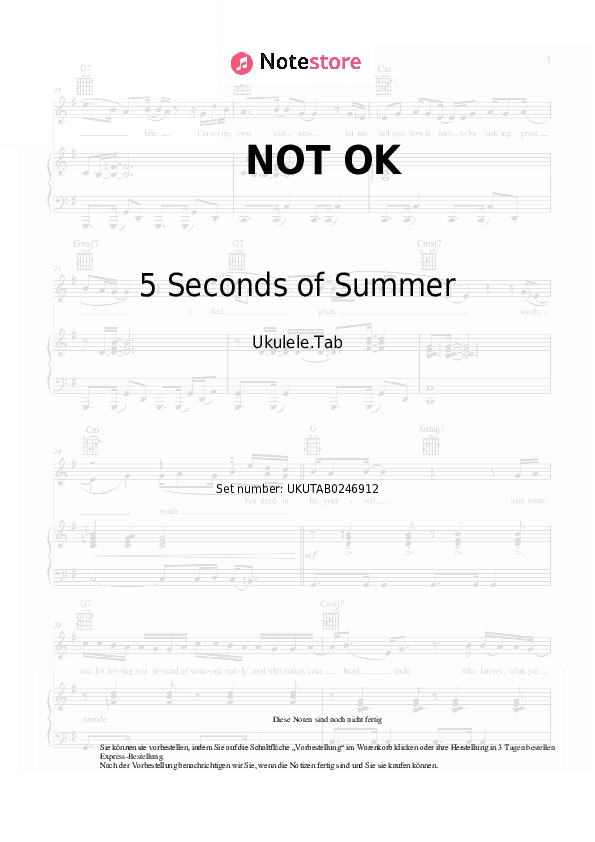 Noten 5 Seconds of Summer - NOT OK - Ukulele.Tabs