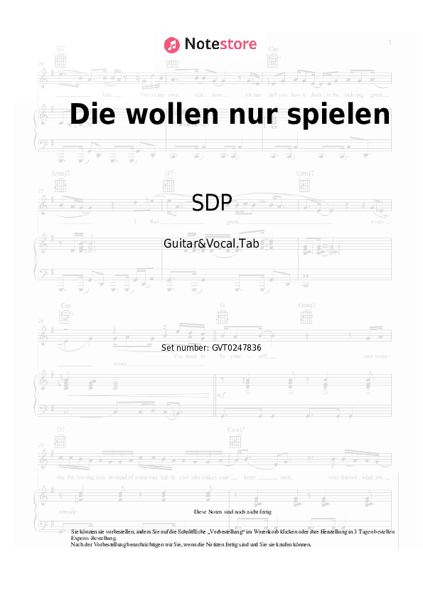 Akkorde und Gesang SDP - Die wollen nur spielen - Gitarre&Gesang.Tabs