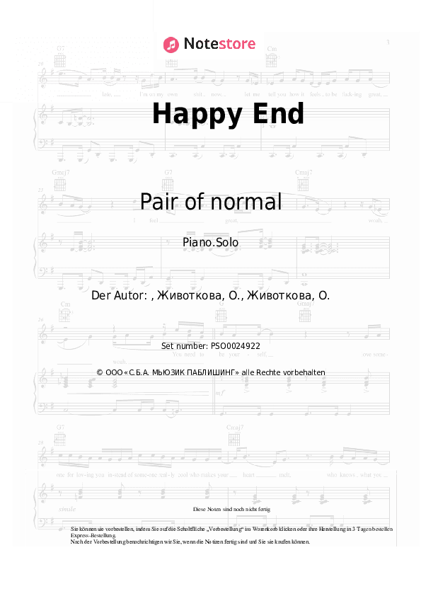 Noten Pair of normal - Happy End - Klavier.Solo