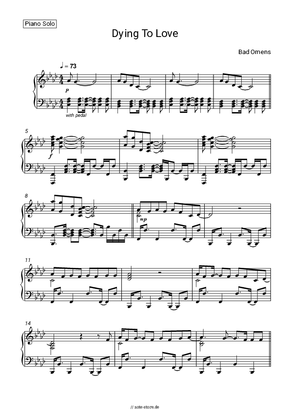Noten Bad Omens - Dying To Love - Klavier.Solo