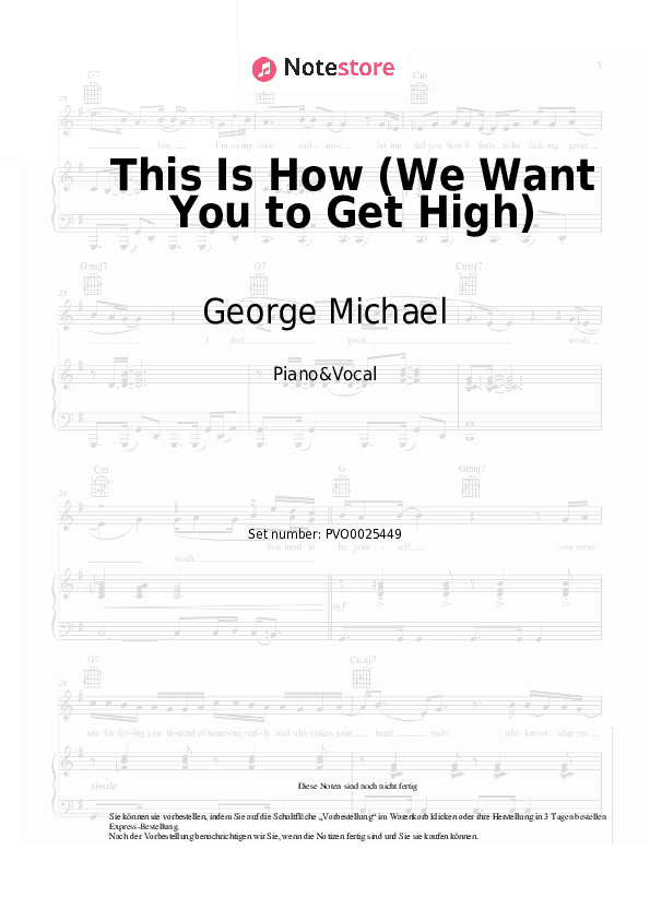 Noten mit Gesang George Michael - This Is How (We Want You to Get High) - Klavier&Gesang