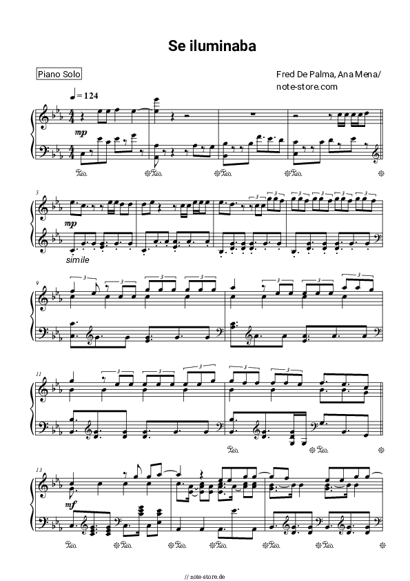 Noten Fred De Palma, Ana Mena - Se Iluminaba - Klavier.Solo