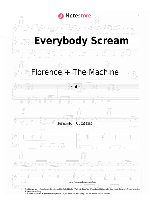 Noten Florence + The Machine - Everybody Scream - Flöte