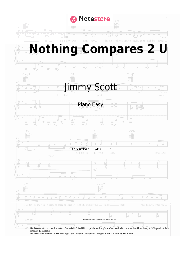 Einfache Noten Jimmy Scott - Nothing Compares 2 U - Klavier.Einfach