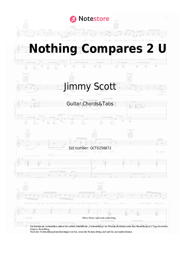 Akkorde Jimmy Scott - Nothing Compares 2 U - Gitarren.Akkorde&Tabas