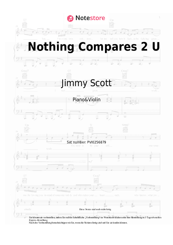 Noten Jimmy Scott - Nothing Compares 2 U - Klavier&Geige