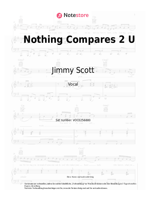 Noten Jimmy Scott - Nothing Compares 2 U - Gesang
