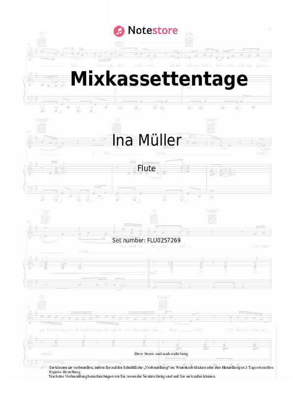 Noten Ina Müller - Mixkassettentage - Flöte