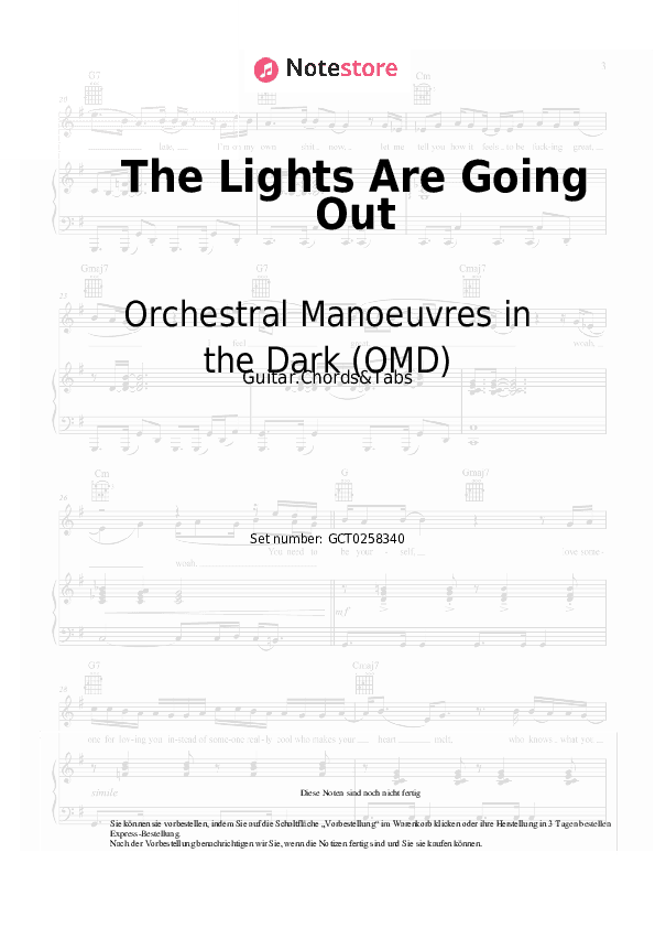 Akkorde Orchestral Manoeuvres in the Dark (OMD) - The Lights Are Going Out - Gitarren.Akkorde&Tabas