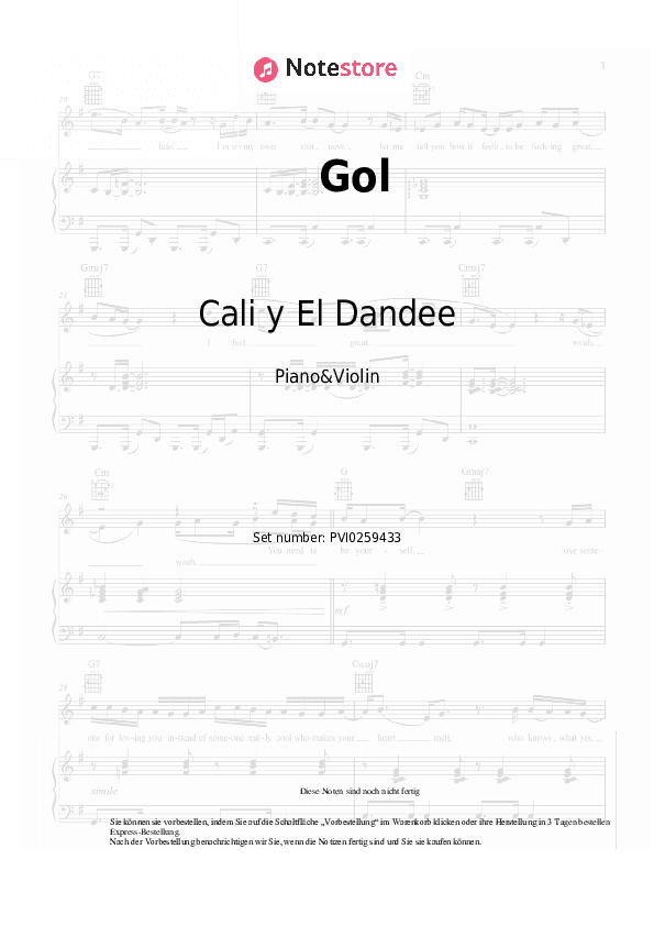 Noten Cali y El Dandee - Gol - Klavier&Geige