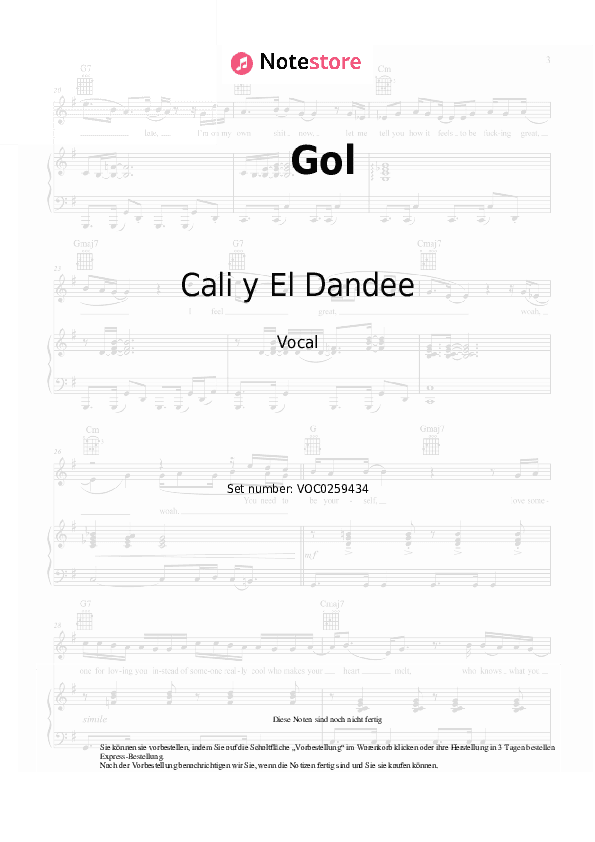 Noten Cali y El Dandee - Gol - Gesang