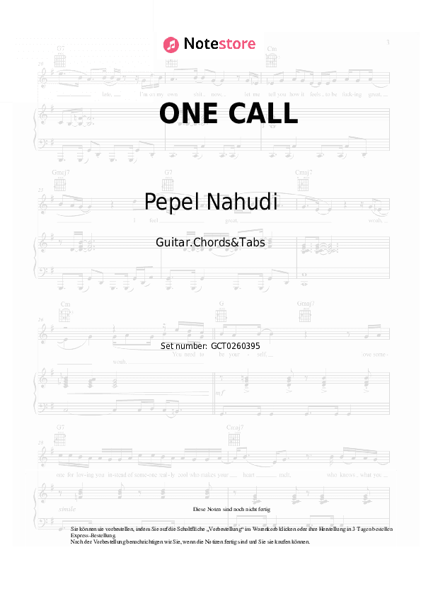 Akkorde Pepel Nahudi - ONE CALL - Gitarren.Akkorde&Tabas