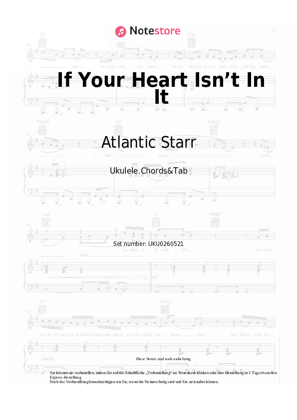Noten Atlantic Starr - If Your Heart Isn’t In It - Ukulele.Akkorde&Tabs