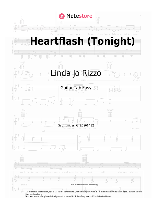 Einfache Tabs Linda Jo Rizzo - Heartflash (Tonight) - Gitarre.Tabs.Einfach