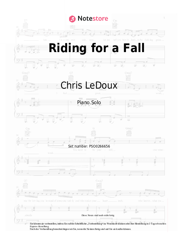 Noten Chris LeDoux - Riding for a Fall - Klavier.Solo