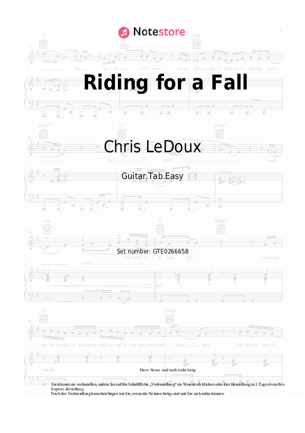 Einfache Tabs Chris LeDoux - Riding for a Fall - Gitarre.Tabs.Einfach