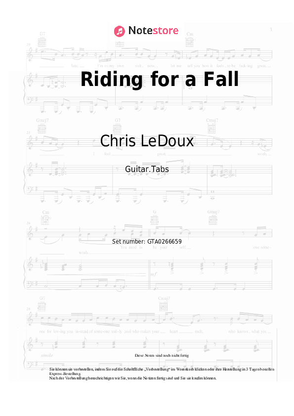 Tabs Chris LeDoux - Riding for a Fall - Gitarre.Tabs