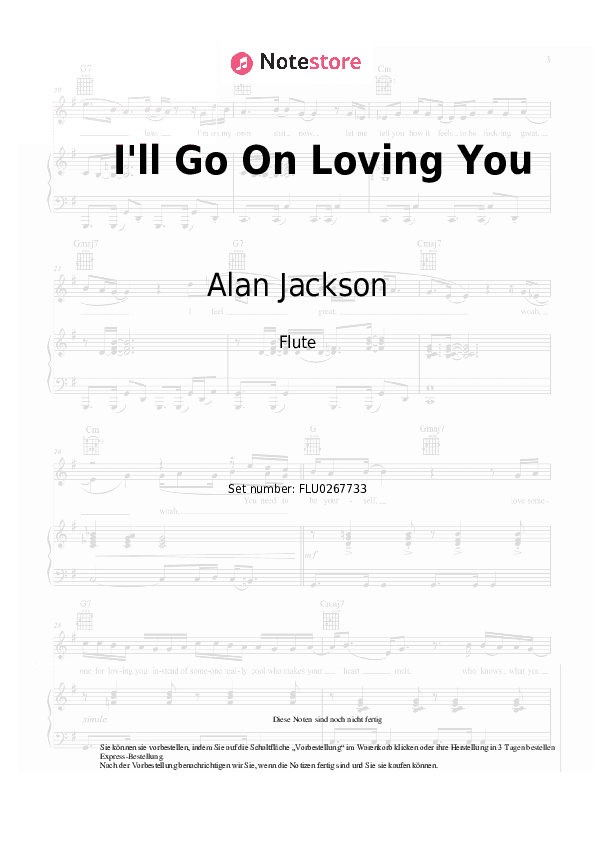Noten Alan Jackson - I'll Go On Loving You - Flöte