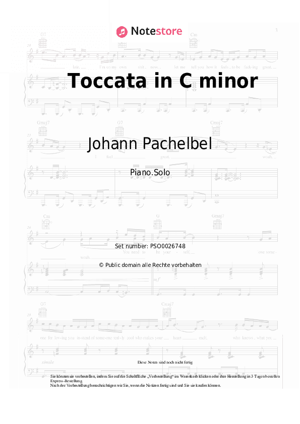 Noten Johann Pachelbel - Toccata in C minor - Klavier.Solo