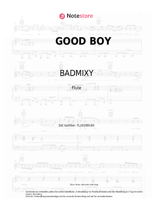 Noten BADMIXY, PoyFaii - GOOD BOY - Flöte