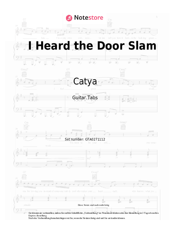 Tabs Catya - I Heard the Door Slam - Gitarre.Tabs
