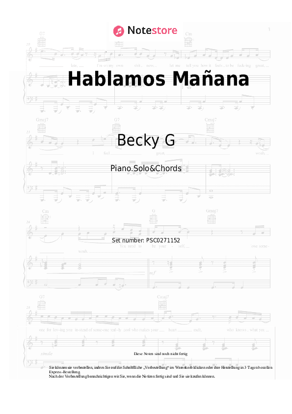 Noten und Akkorde Becky G - Hablamos Mañana - Klavier.Solo&Akkorde