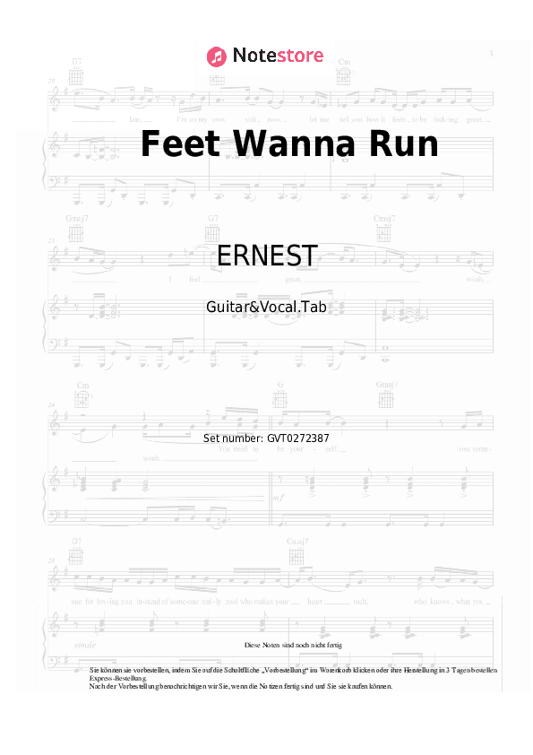 Akkorde und Gesang ERNEST - Feet Wanna Run - Gitarre&Gesang.Tabs