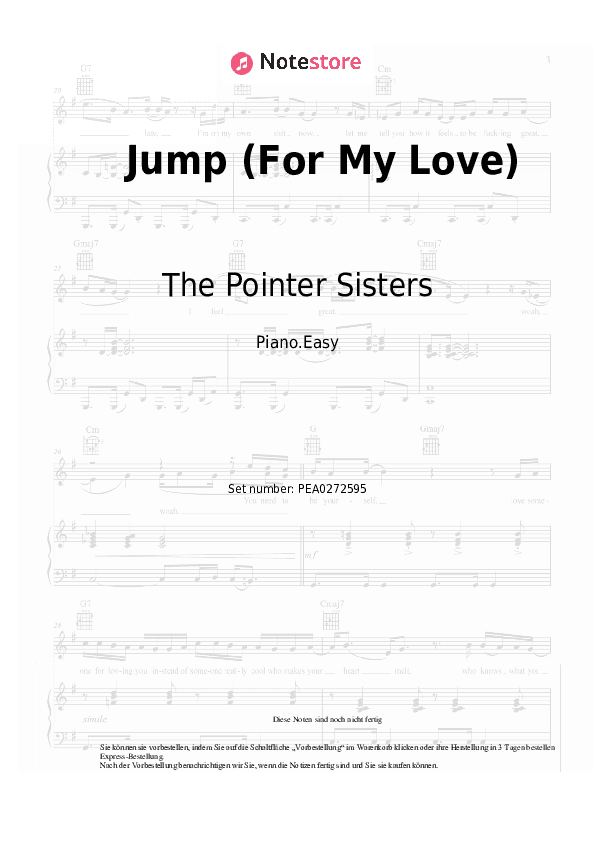 Einfache Noten The Pointer Sisters - Jump (For My Love) - Klavier.Einfach