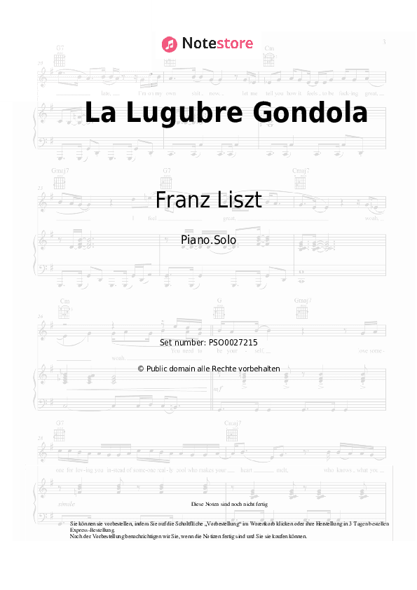 Noten Franz Liszt - La Lugubre Gondola - Klavier.Solo