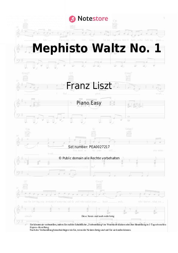Einfache Noten Franz Liszt - Mephisto Waltz No. 1 - Klavier.Einfach