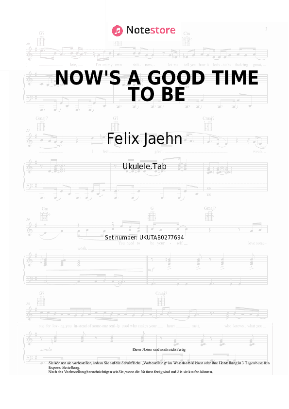 Noten Felix Jaehn, Sarah Barrios - NOW'S A GOOD TIME TO BE - Ukulele.Tabs
