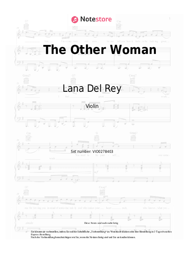 Noten Lana Del Rey - The Other Woman - Violine