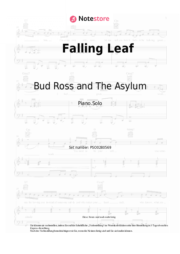 Noten Bud Ross and The Asylum - Falling Leaf - Klavier.Solo