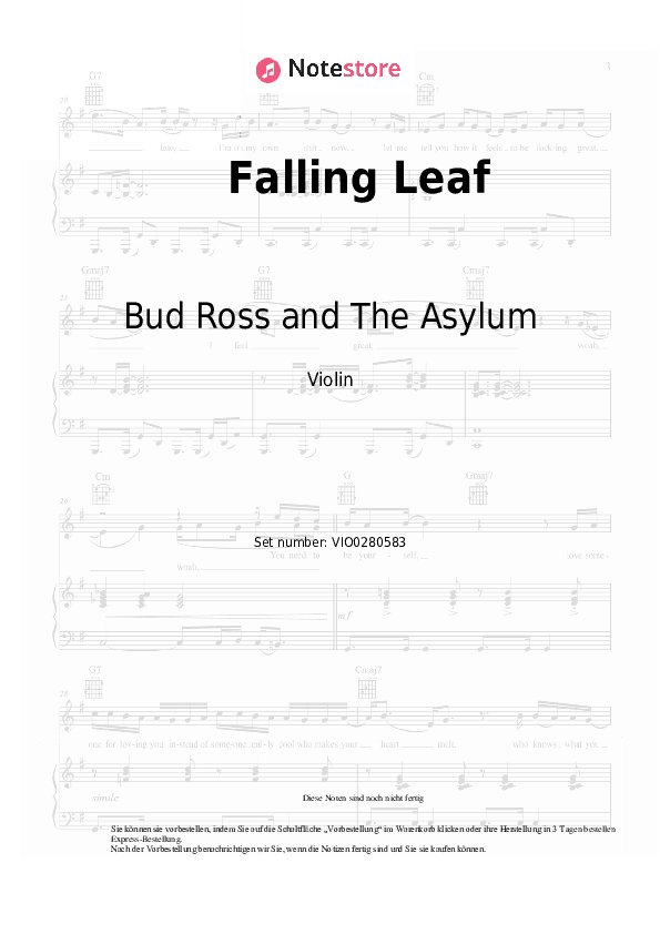 Noten Bud Ross and The Asylum - Falling Leaf - Violine