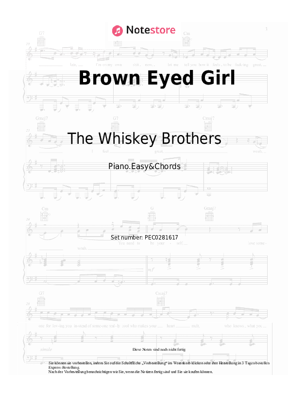 Einfache Noten und Akkorde The Whiskey Brothers - Brown Eyed Girl - Klavier.Einfach&Akkorde