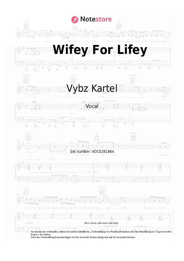 Noten Vybz Kartel - Wifey For Lifey - Gesang