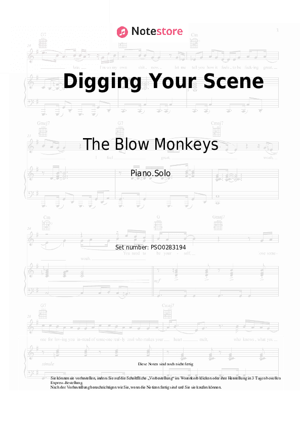 Noten The Blow Monkeys - Digging Your Scene - Klavier.Solo